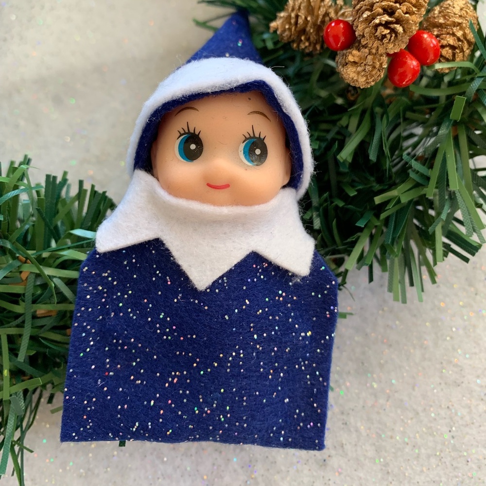 Dark Blue Glitter Baby Elf Doll Christmas Toddler